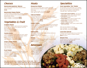 Neomonde Catering Menu Inside